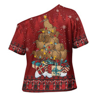 Funny Kiwi Bird Xmas Tree Cross Shoulder Shirt New Zealand Tribal Christmas Spirit LT9 - Polynesian Pride