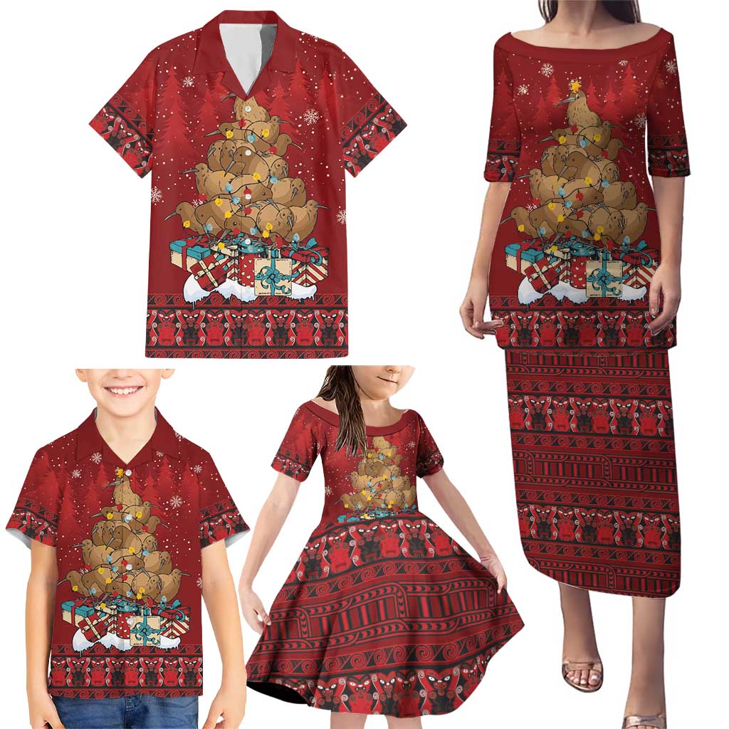 Funny Kiwi Bird Xmas Tree Family Matching Puletasi and Hawaiian Shirt New Zealand Tribal Christmas Spirit LT9 - Polynesian Pride