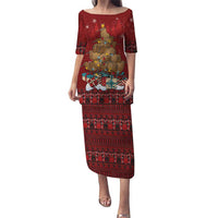 Funny Kiwi Bird Xmas Tree Family Matching Puletasi and Hawaiian Shirt New Zealand Tribal Christmas Spirit LT9 Mom's Dress Red - Polynesian Pride