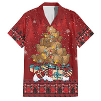 Funny Kiwi Bird Xmas Tree Family Matching Summer Maxi Dress and Hawaiian Shirt New Zealand Tribal Christmas Spirit LT9 Dad's Shirt - Short Sleeve Red - Polynesian Pride