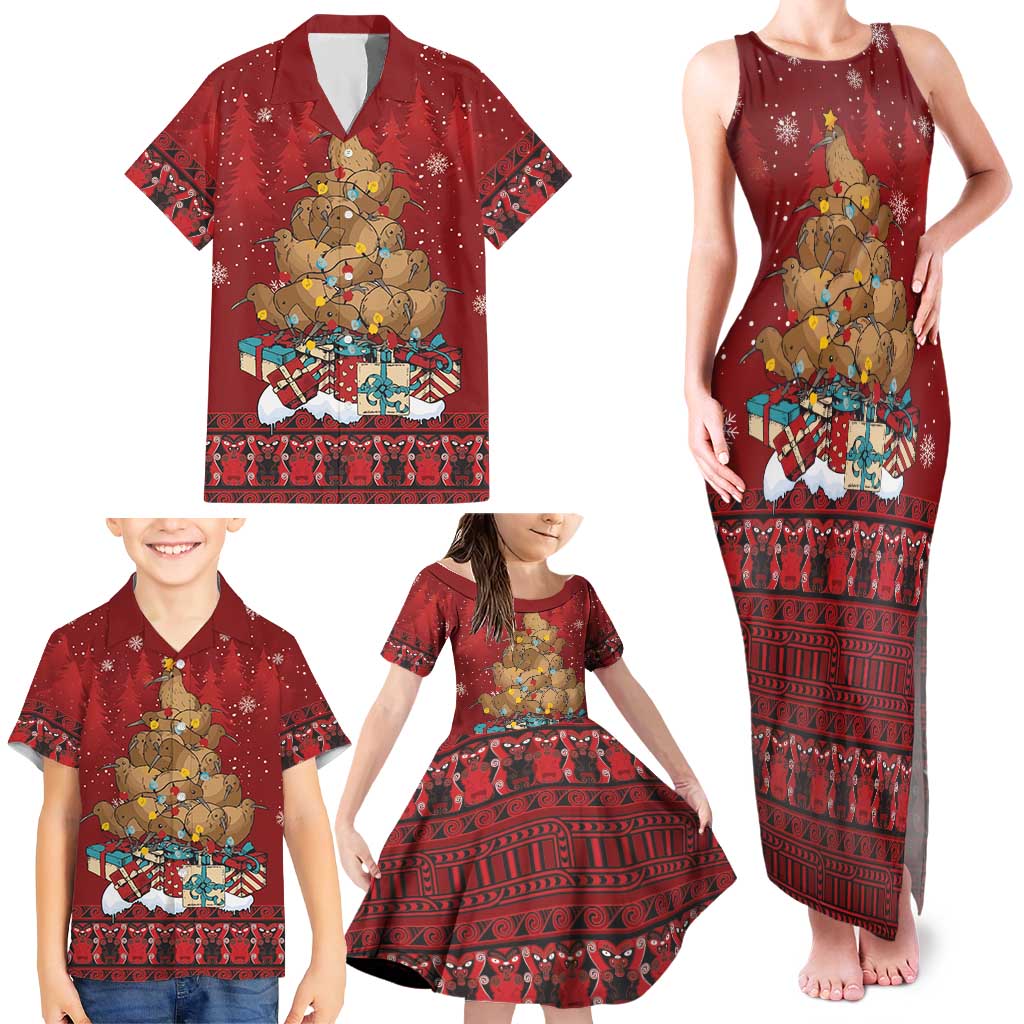 Funny Kiwi Bird Xmas Tree Family Matching Tank Maxi Dress and Hawaiian Shirt New Zealand Tribal Christmas Spirit LT9 - Polynesian Pride