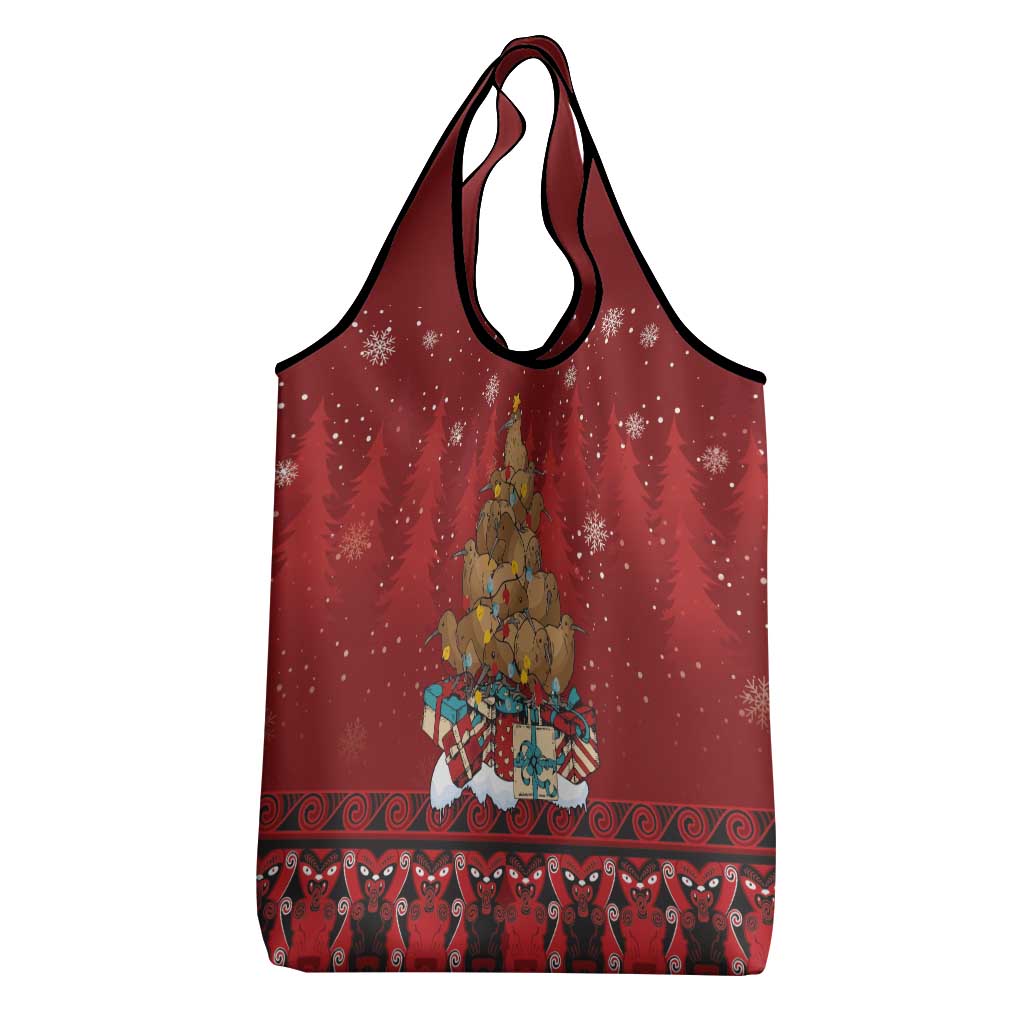 Funny Kiwi Bird Xmas Tree Grocery Bag New Zealand Tribal Christmas Spirit - Polynesian Pride