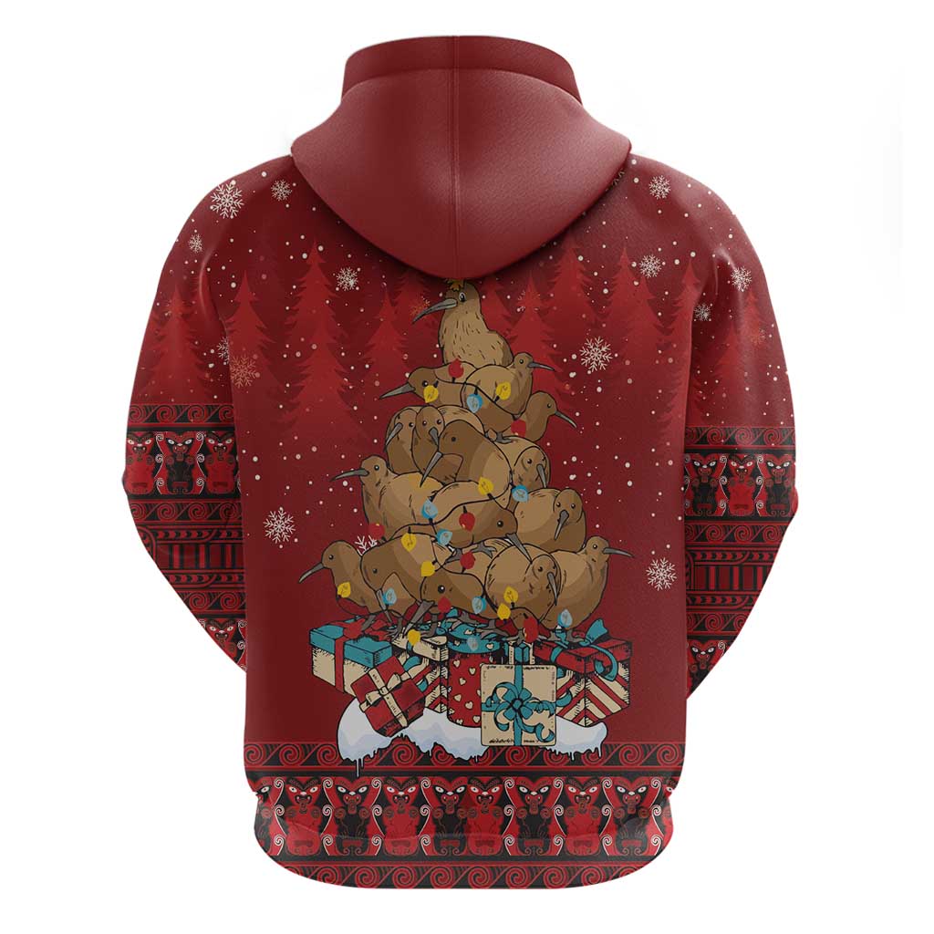 Funny Kiwi Bird Xmas Tree Hoodie New Zealand Tribal Christmas Spirit LT9 - Polynesian Pride