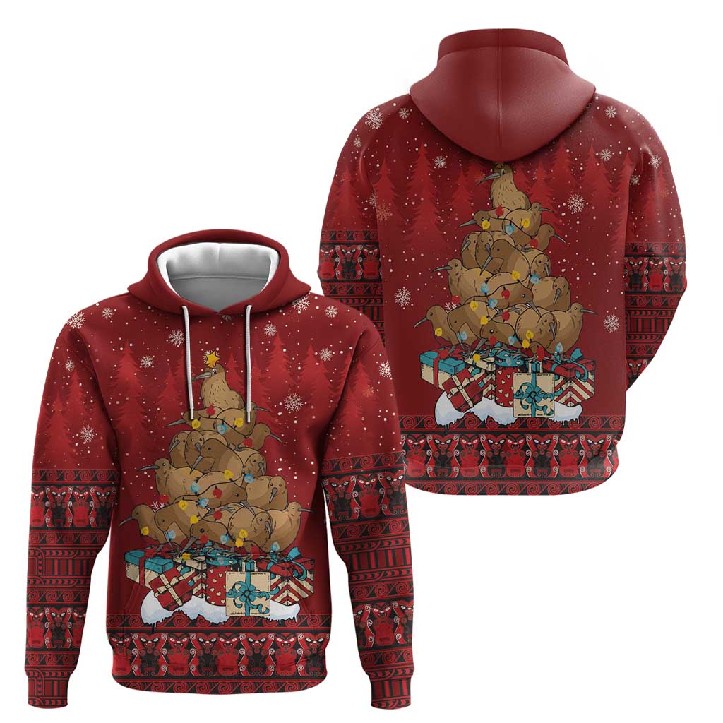 Funny Kiwi Bird Xmas Tree Hoodie New Zealand Tribal Christmas Spirit LT9 - Polynesian Pride