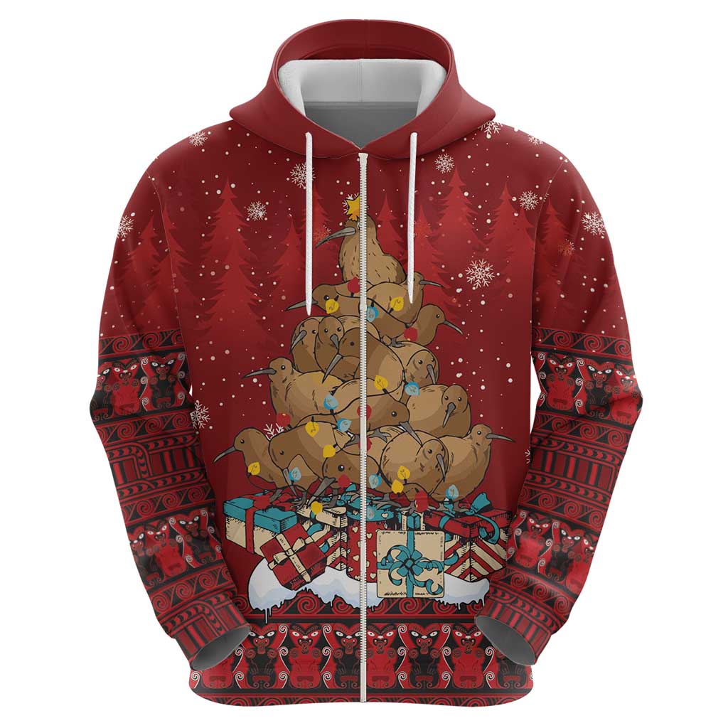 Funny Kiwi Bird Xmas Tree Hoodie New Zealand Tribal Christmas Spirit LT9 - Polynesian Pride