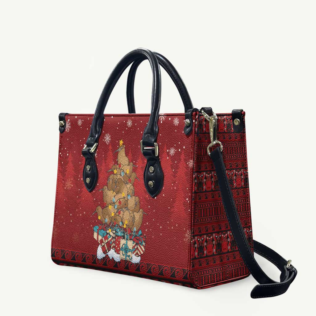 Funny Kiwi Bird Xmas Tree Leather Bag New Zealand Tribal Christmas Spirit - Polynesian Pride