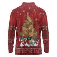 Funny Kiwi Bird Xmas Tree Long Sleeve Polo Shirt New Zealand Tribal Christmas Spirit LT9 - Polynesian Pride