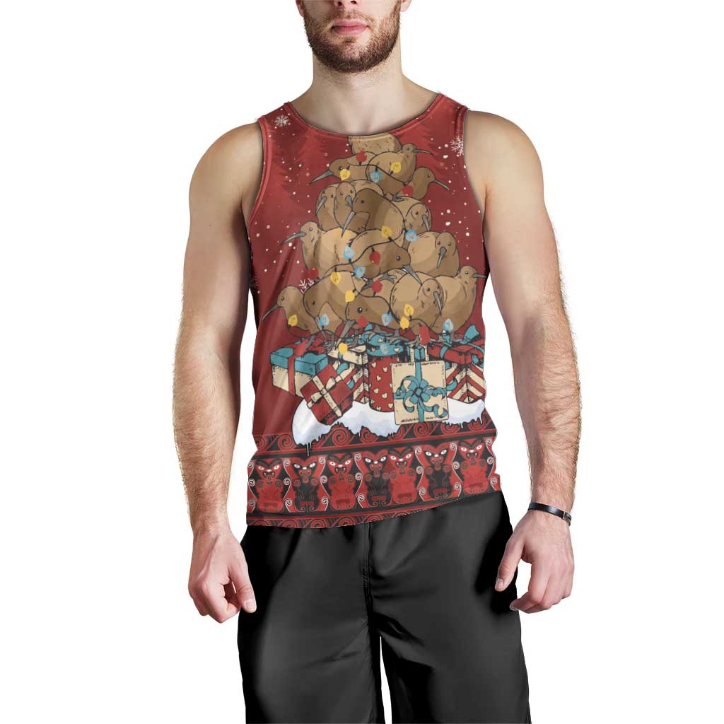 Funny Kiwi Bird Xmas Tree Men Tank Top New Zealand Tribal Christmas Spirit LT9 - Polynesian Pride