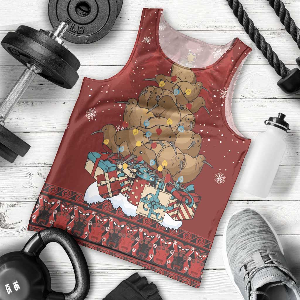 Funny Kiwi Bird Xmas Tree Men Tank Top New Zealand Tribal Christmas Spirit LT9 - Polynesian Pride