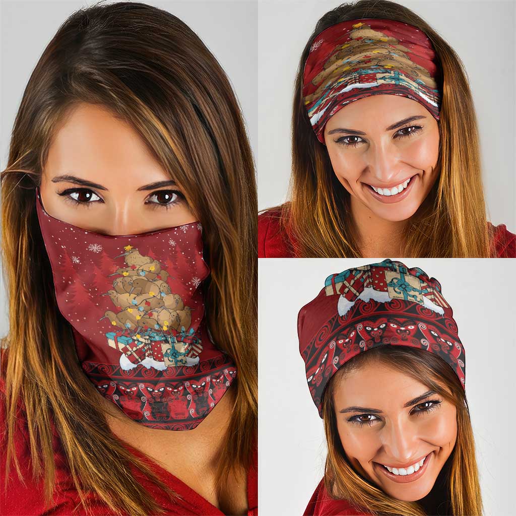 Funny Kiwi Bird Xmas Tree Neck Gaiter New Zealand Tribal Christmas Spirit - Polynesian Pride
