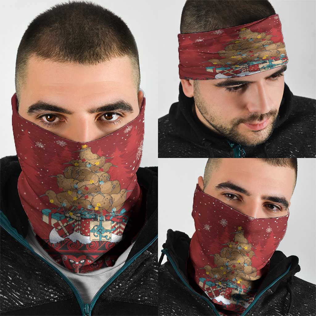 Funny Kiwi Bird Xmas Tree Neck Gaiter New Zealand Tribal Christmas Spirit - Polynesian Pride