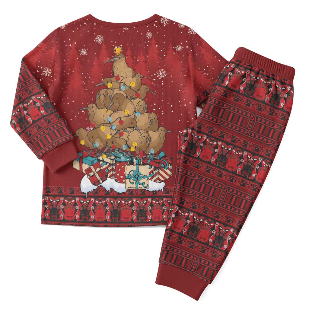 Funny Kiwi Bird Xmas Tree Christmas Pajama Set New Zealand Tribal Christmas Spirit LT9 - Polynesian Pride