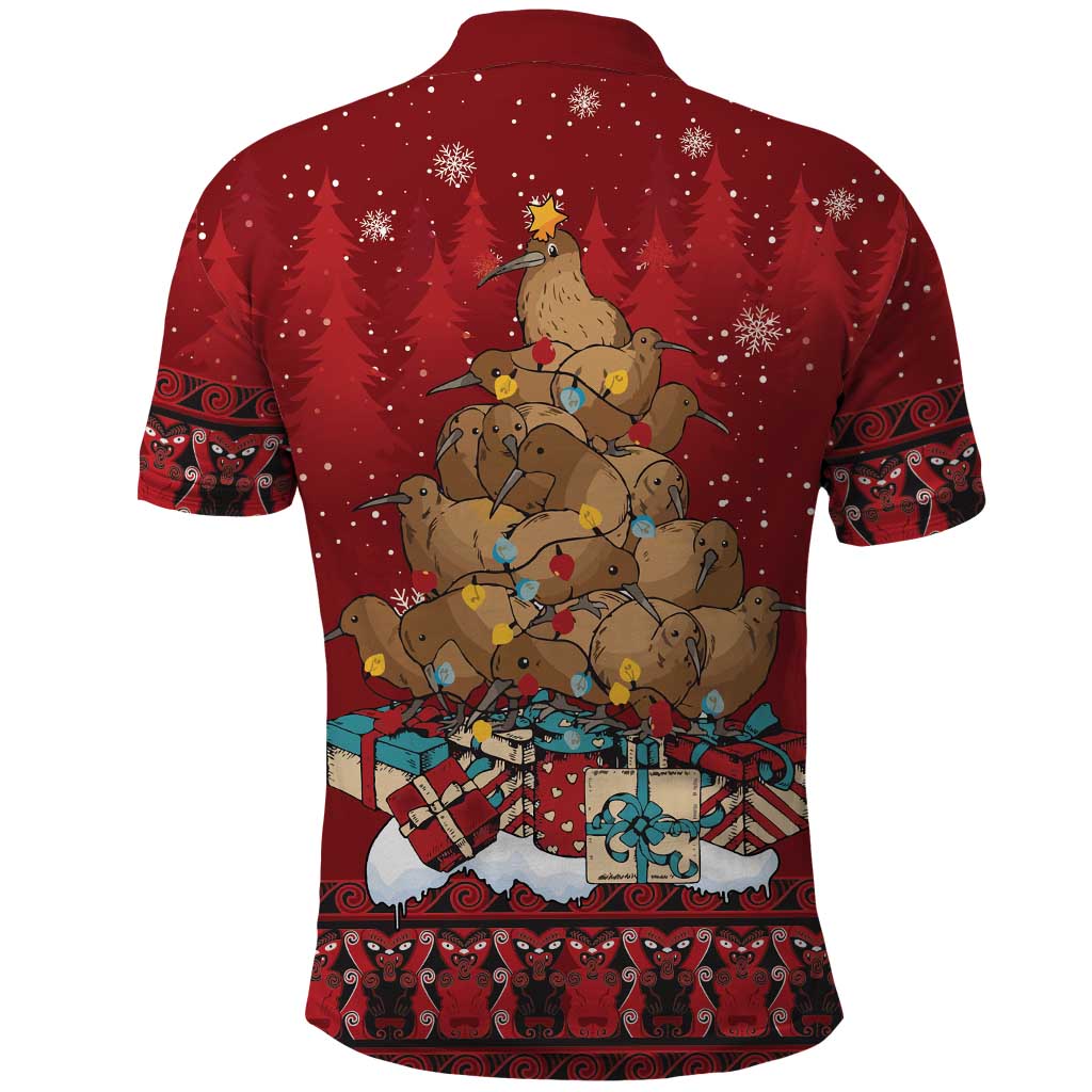 Funny Kiwi Bird Xmas Tree Polo Shirt New Zealand Tribal Christmas Spirit LT9 - Polynesian Pride