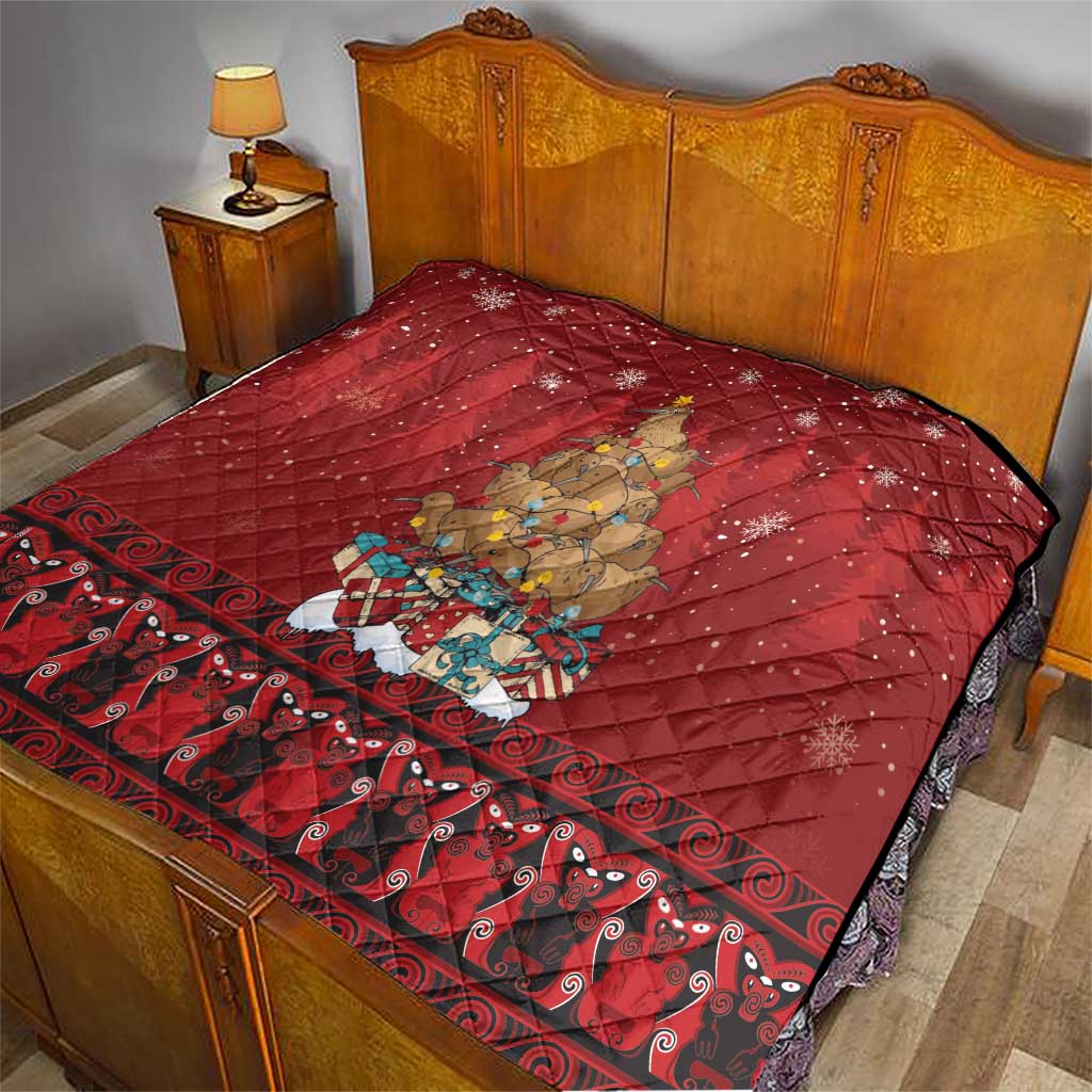 Funny Kiwi Bird Xmas Tree Quilt New Zealand Tribal Christmas Spirit - Polynesian Pride