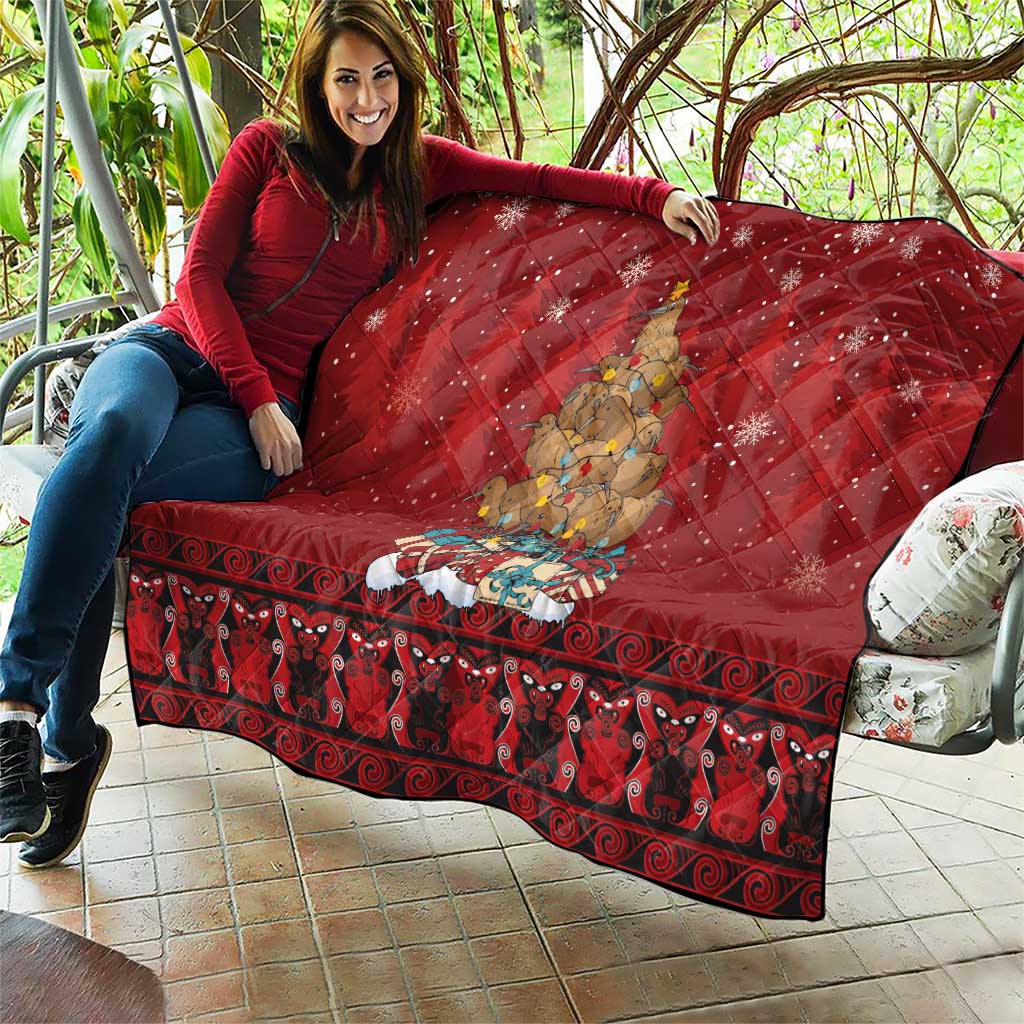 Funny Kiwi Bird Xmas Tree Quilt New Zealand Tribal Christmas Spirit - Polynesian Pride