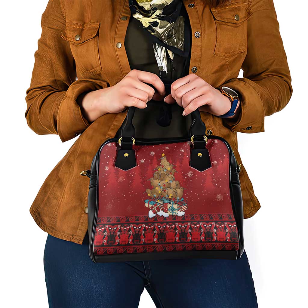 Funny Kiwi Bird Xmas Tree Shoulder Handbag New Zealand Tribal Christmas Spirit - Polynesian Pride
