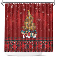 Funny Kiwi Bird Xmas Tree Shower Curtain New Zealand Tribal Christmas Spirit LT9 Red - Polynesian Pride