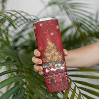 Funny Kiwi Bird Xmas Tree Skinny Tumbler New Zealand Tribal Christmas Spirit LT9 - Polynesian Pride
