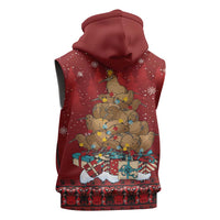 Funny Kiwi Bird Xmas Tree Sleeveless Hoodie New Zealand Tribal Christmas Spirit LT9 - Polynesian Pride