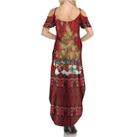 Funny Kiwi Bird Xmas Tree Summer Maxi Dress New Zealand Tribal Christmas Spirit LT9 - Polynesian Pride