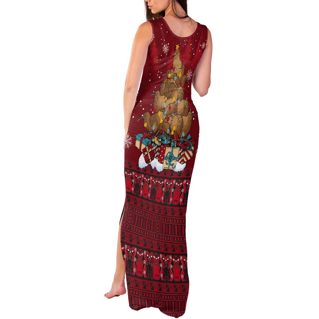 Funny Kiwi Bird Xmas Tree Tank Maxi Dress New Zealand Tribal Christmas Spirit LT9 - Polynesian Pride