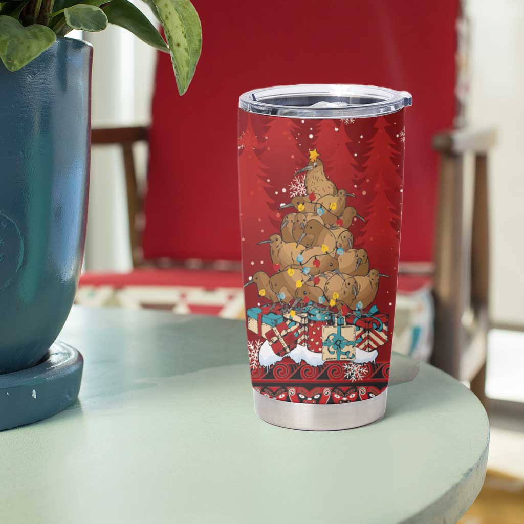 Funny Kiwi Bird Xmas Tree Tumbler Cup New Zealand Tribal Christmas Spirit LT9 - Polynesian Pride