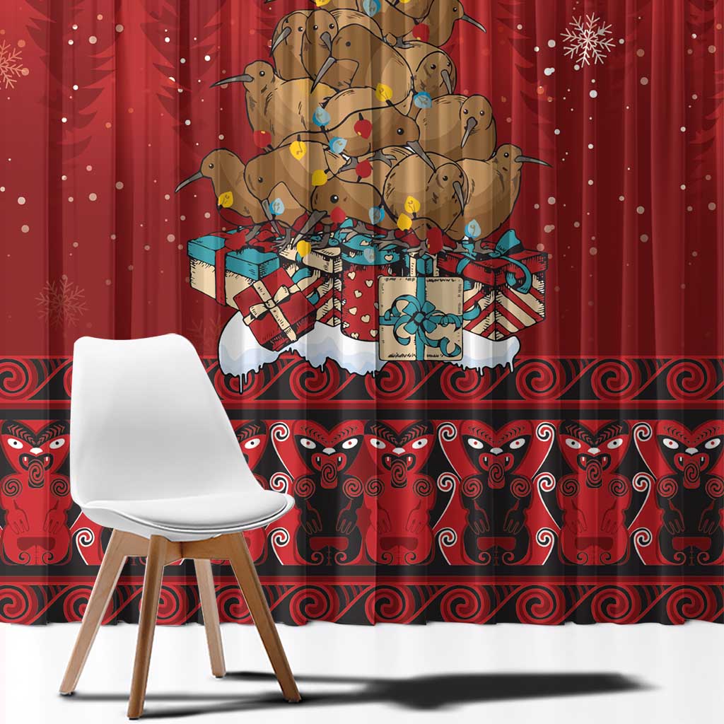 Funny Kiwi Bird Xmas Tree Window Curtain New Zealand Tribal Christmas Spirit - Polynesian Pride