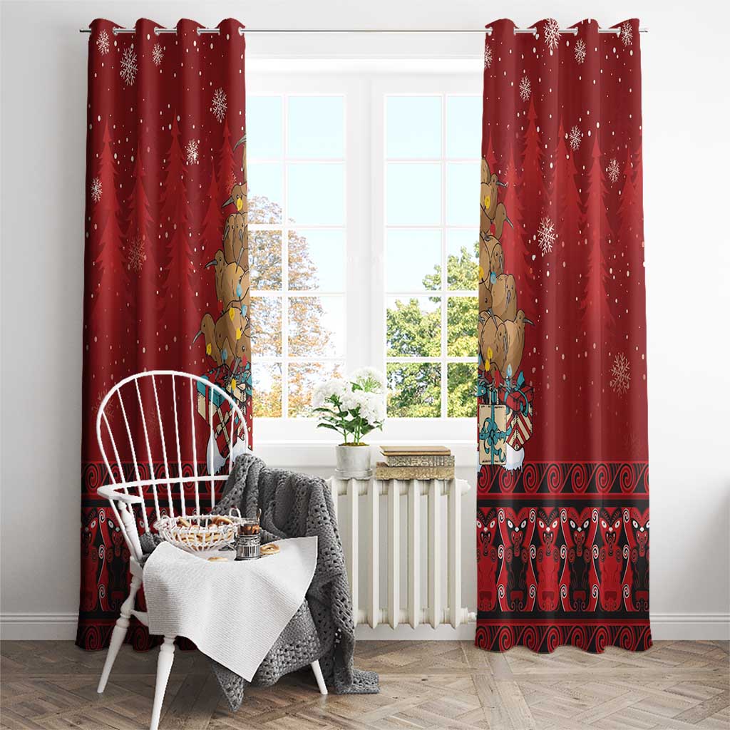 Funny Kiwi Bird Xmas Tree Window Curtain New Zealand Tribal Christmas Spirit - Polynesian Pride