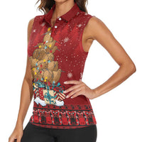 Funny Kiwi Bird Xmas Tree Women Sleeveless Polo Shirt New Zealand Tribal Christmas Spirit LT9 - Polynesian Pride