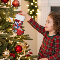 Funny Santa Riding Shark Christmas Stocking Polynesian Tribal Christmas Spirit - Polynesian Pride