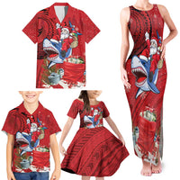 Funny Santa Riding Shark Family Matching Tank Maxi Dress and Hawaiian Shirt Polynesian Tribal Christmas Spirit LT9 - Polynesian Pride
