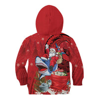 Funny Santa Riding Shark Kid Hoodie Polynesian Tribal Christmas Spirit LT9 - Polynesian Pride