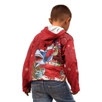 Funny Santa Riding Shark Kid Hoodie Polynesian Tribal Christmas Spirit LT9 - Polynesian Pride