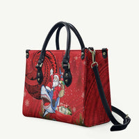 Funny Santa Riding Shark Leather Bag Polynesian Tribal Christmas Spirit - Polynesian Pride