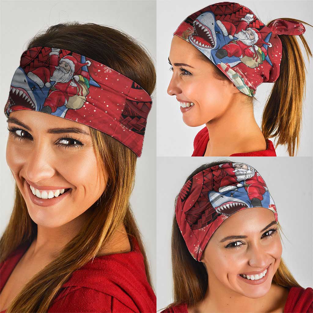 Funny Santa Riding Shark Neck Gaiter Polynesian Tribal Christmas Spirit - Polynesian Pride