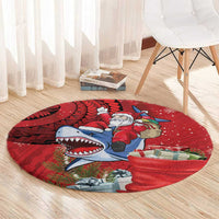 Funny Santa Riding Shark Round Carpet Polynesian Tribal Christmas Spirit LT9 - Polynesian Pride
