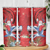 Funny Santa Riding Shark Skinny Tumbler Polynesian Tribal Christmas Spirit LT9 - Polynesian Pride