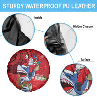 Funny Santa Riding Shark Spare Tire Cover Polynesian Tribal Christmas Spirit - Polynesian Pride
