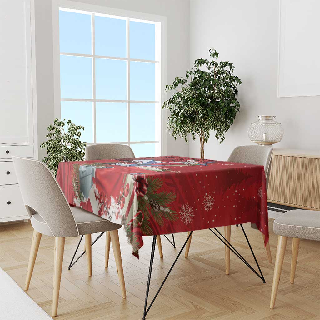 Funny Santa Riding Shark Tablecloth Polynesian Tribal Christmas Spirit - Polynesian Pride