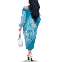Hawaii Breadfruit Palaka Family Matching Off The Shoulder Long Sleeve Dress and Hawaiian Shirt Polu Maile Lei LT9 - Polynesian Pride