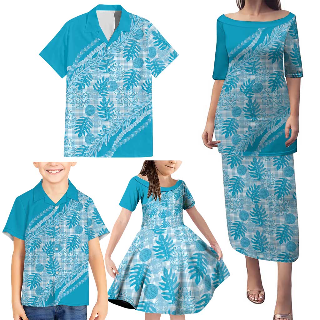 Hawaii Breadfruit Palaka Family Matching Puletasi and Hawaiian Shirt Polu Maile Lei - Polynesian Pride