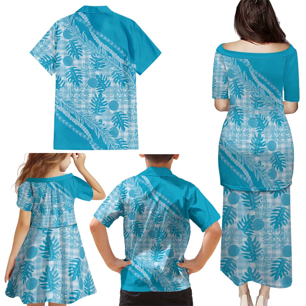 Hawaii Breadfruit Palaka Family Matching Puletasi and Hawaiian Shirt Polu Maile Lei - Polynesian Pride