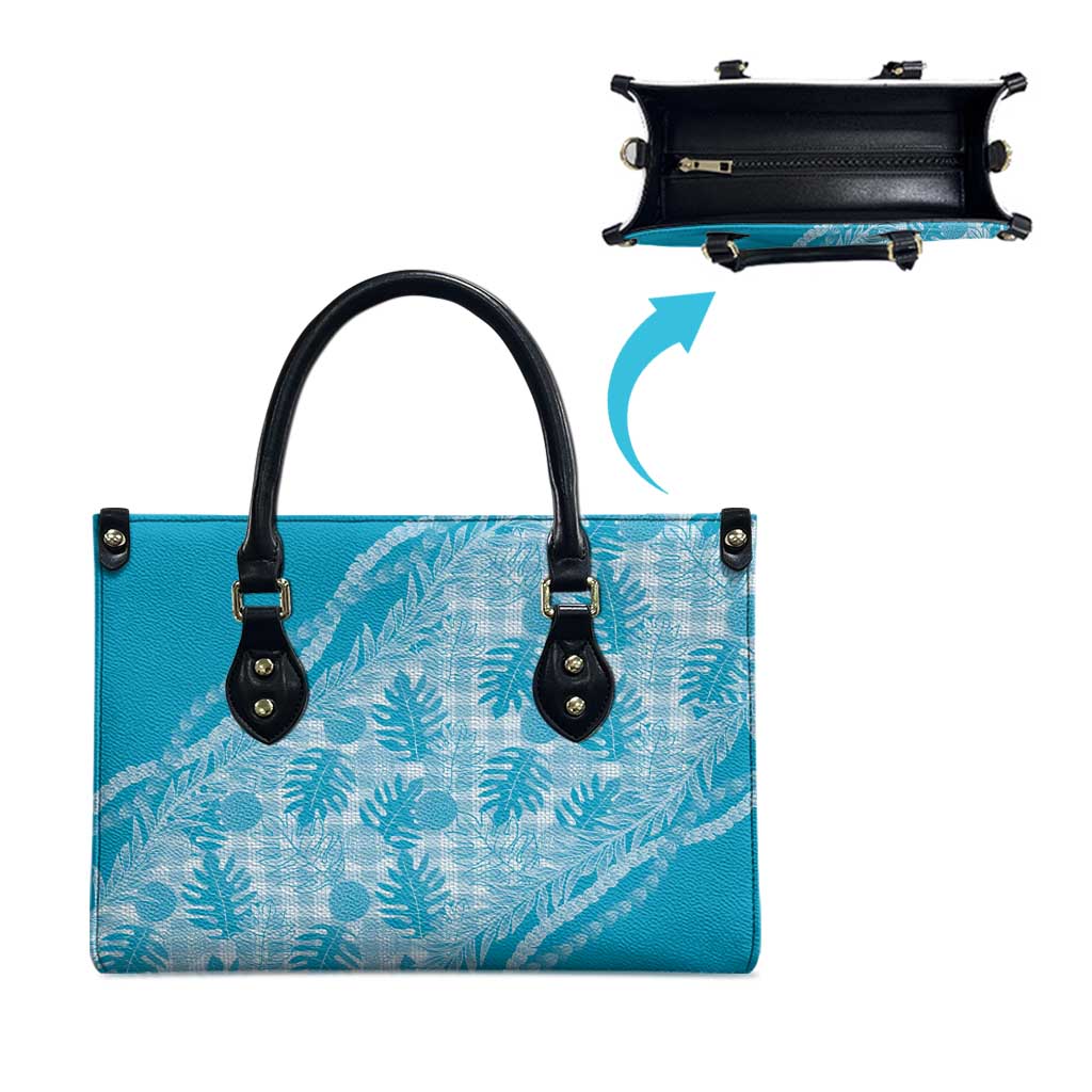 Hawaii Breadfruit Palaka Leather Bag Polu Maile Lei - Polynesian Pride