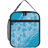 Hawaii Breadfruit Palaka Lunch Bag Polu Maile Lei LT9 10.2 × 8.3 × 4.3 inch Blue - Polynesian Pride