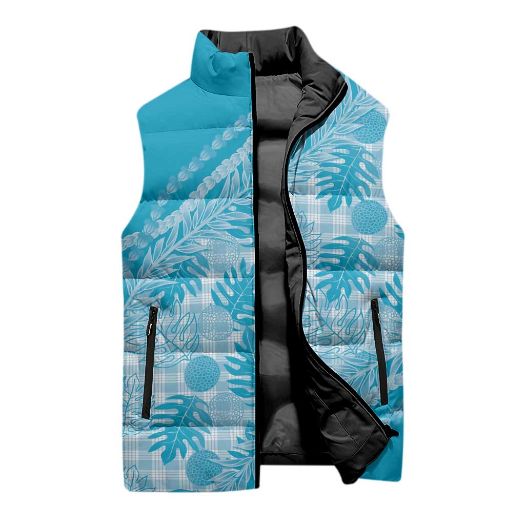 Hawaii Breadfruit Palaka Sleeveless Puffer Jacket Polu Maile Lei - Polynesian Pride