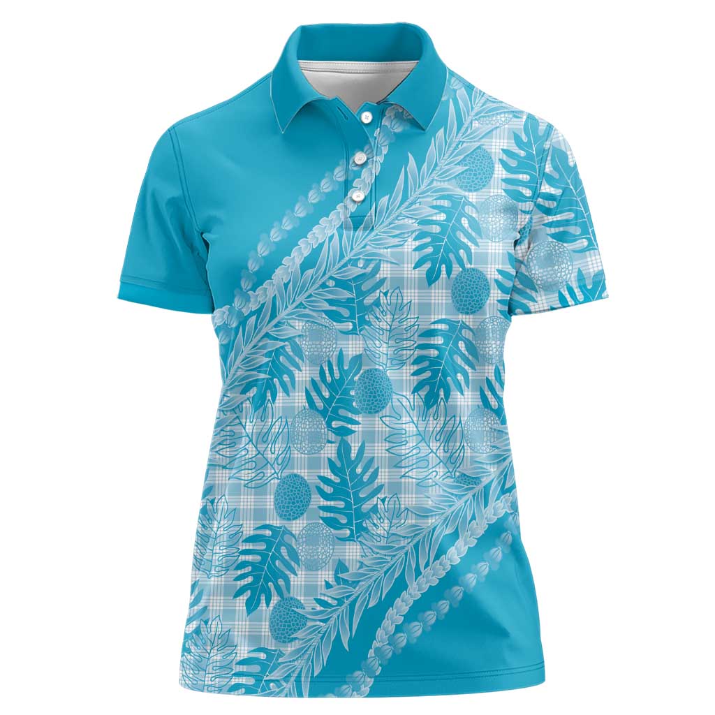 Hawaii Breadfruit Palaka Women Polo Shirt Polu Maile Lei - Polynesian Pride