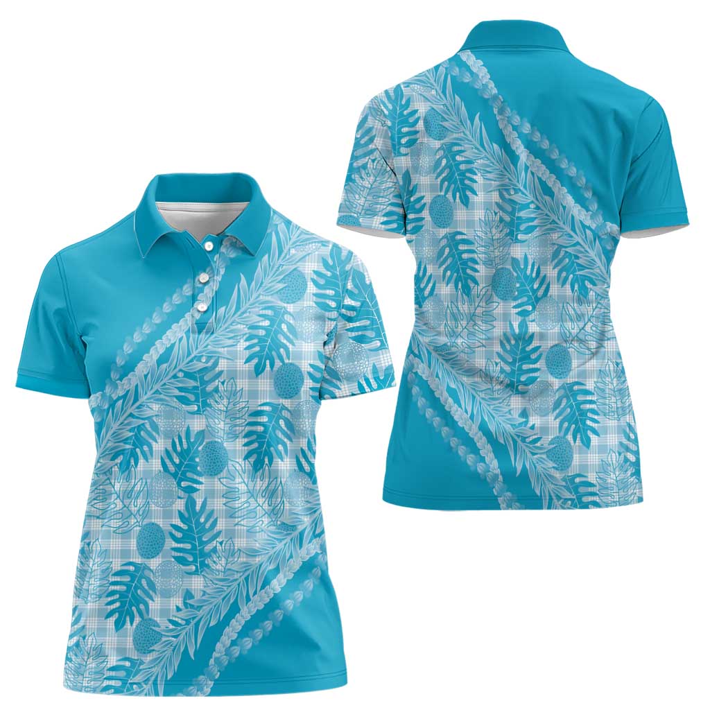 Hawaii Breadfruit Palaka Women Polo Shirt Polu Maile Lei - Polynesian Pride