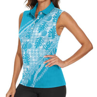 Hawaii Breadfruit Palaka Women Sleeveless Polo Shirt Polu Maile Lei - Polynesian Pride