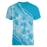 Hawaii Breadfruit Palaka Women V-Neck T-Shirt Polu Maile Lei - Polynesian Pride