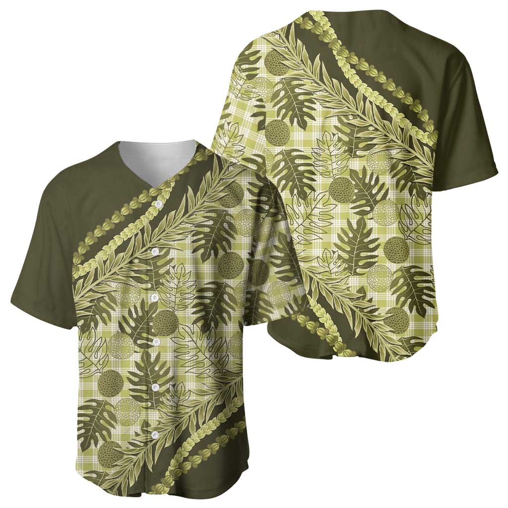 Hawaii Breadfruit Palaka Baseball Jersey Omaomao Maile Lei - Polynesian Pride